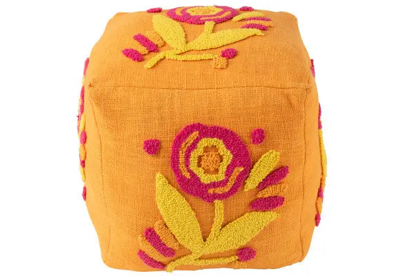 Pouf carré orange J-L
