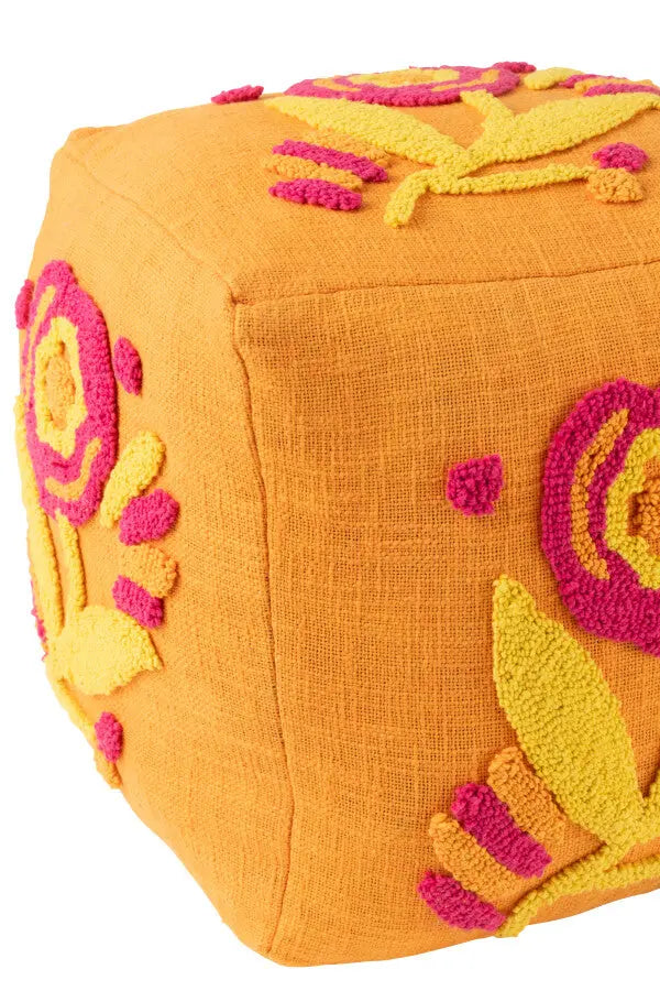 Pouf carré orange J-L