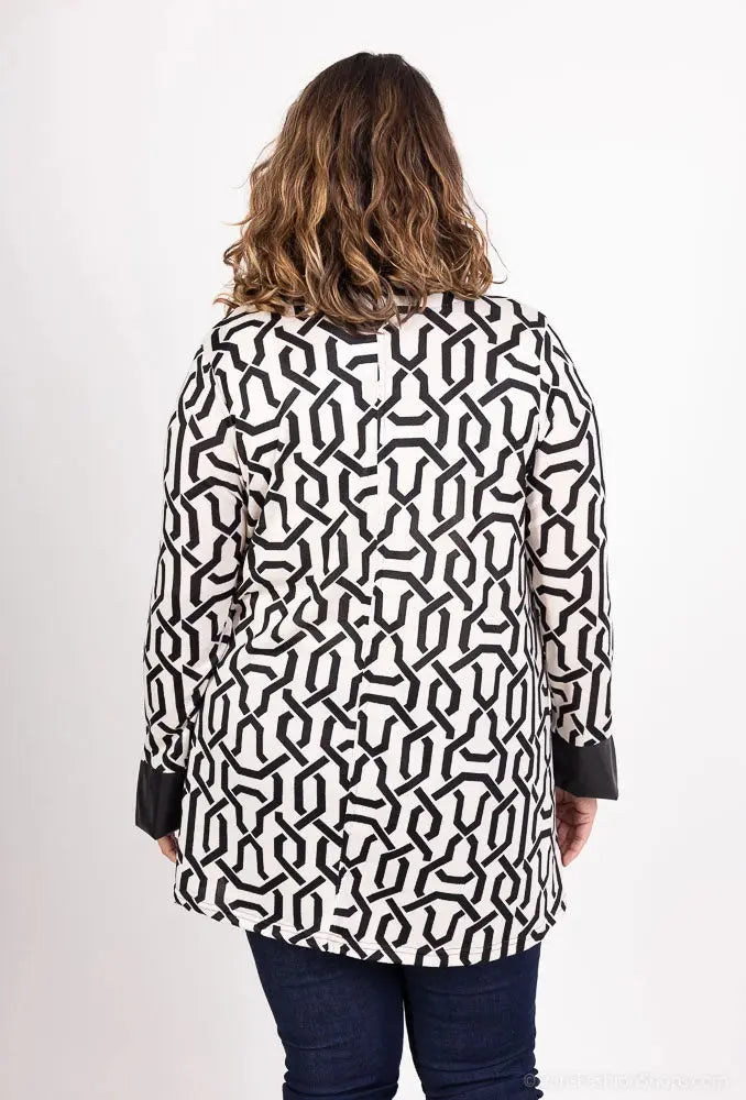 Pull en imprimé à col V avec similicuir 2W Paris