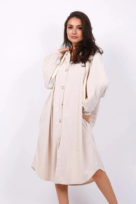Robe Chemise en velours côtelé avec capuche Lusa Mode