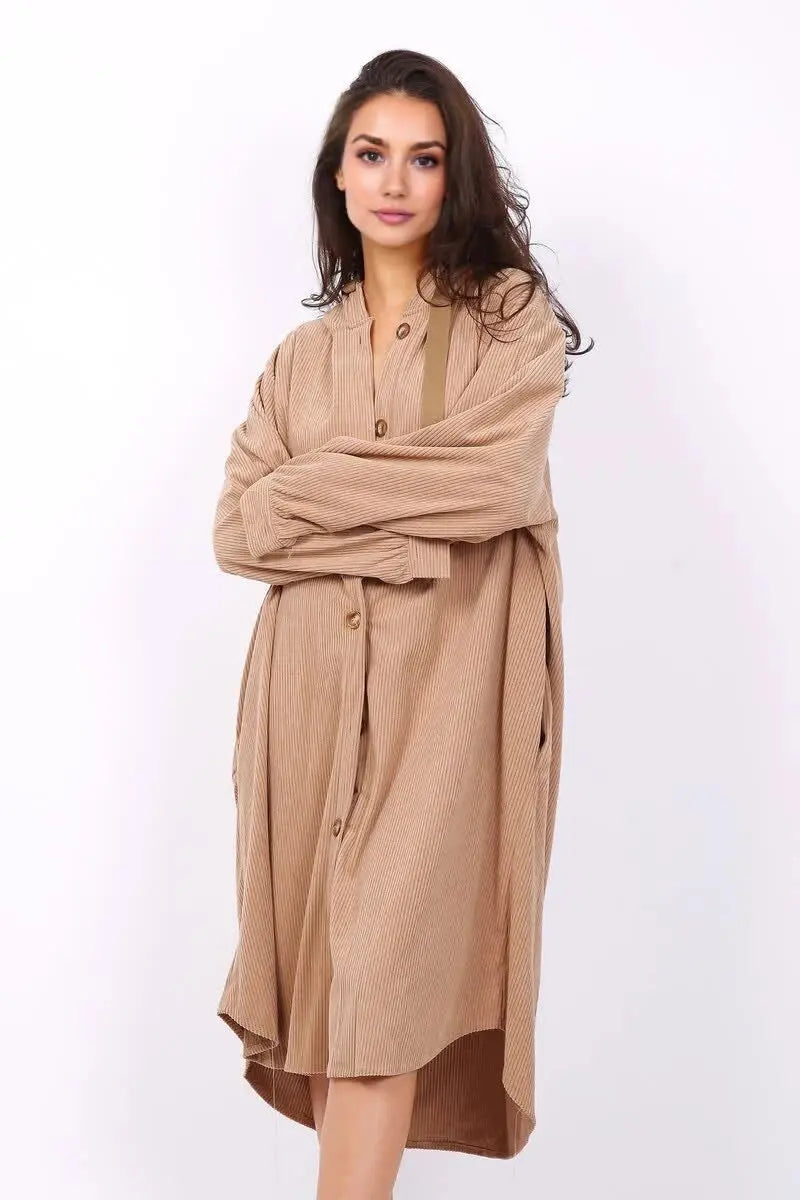Robe Chemise en velours côtelé avec capuche Lusa Mode