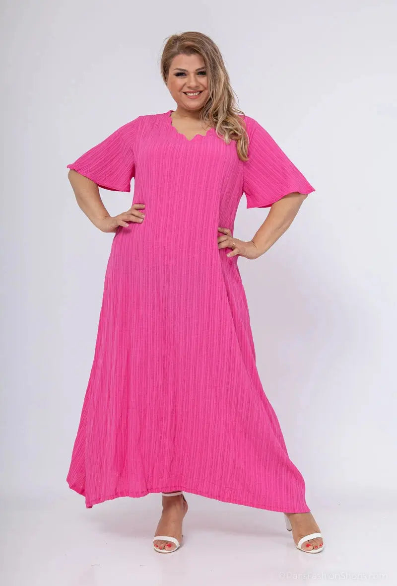 Robe à col festonné FUCHSIA 2W Paris