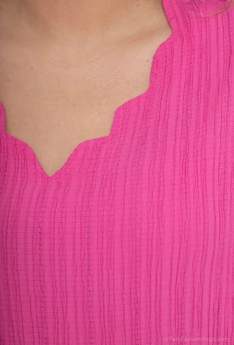 Robe à col festonné FUCHSIA 2W Paris