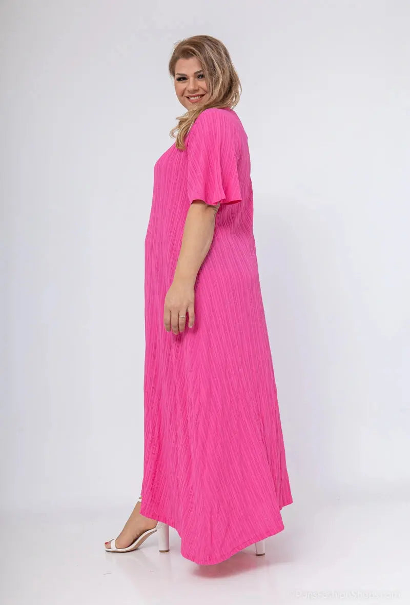 Robe à col festonné FUCHSIA 2W Paris