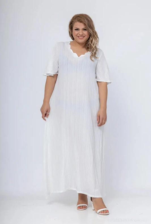Robe à col festonné blanche 2W Paris