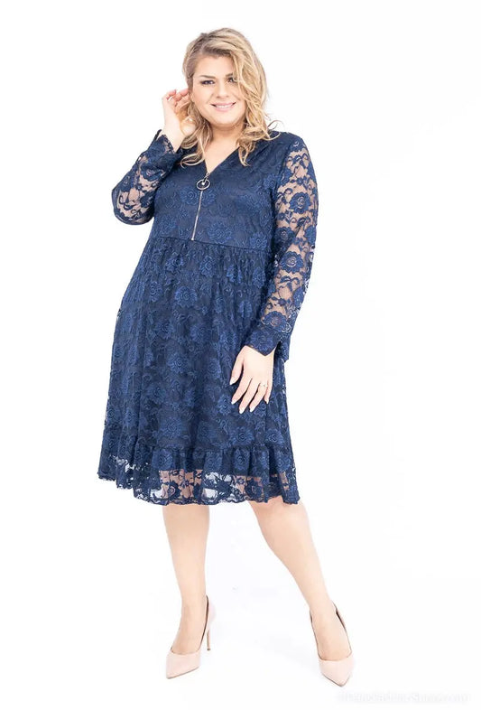 Robe chic col en V à dentelles à zip 2W Paris