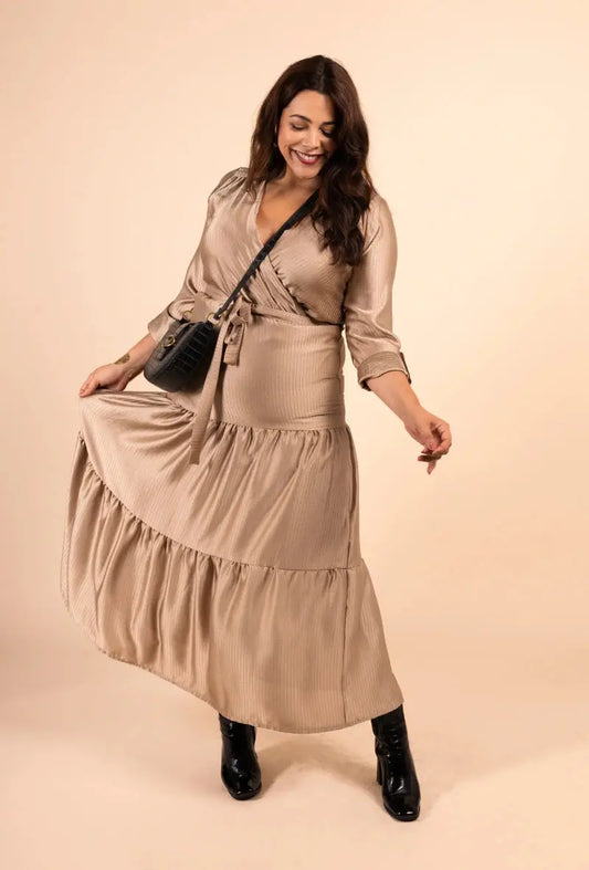 Robe longue cache-cœur beige you udress