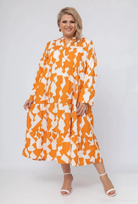 Robe longue imprimée orange world fashion