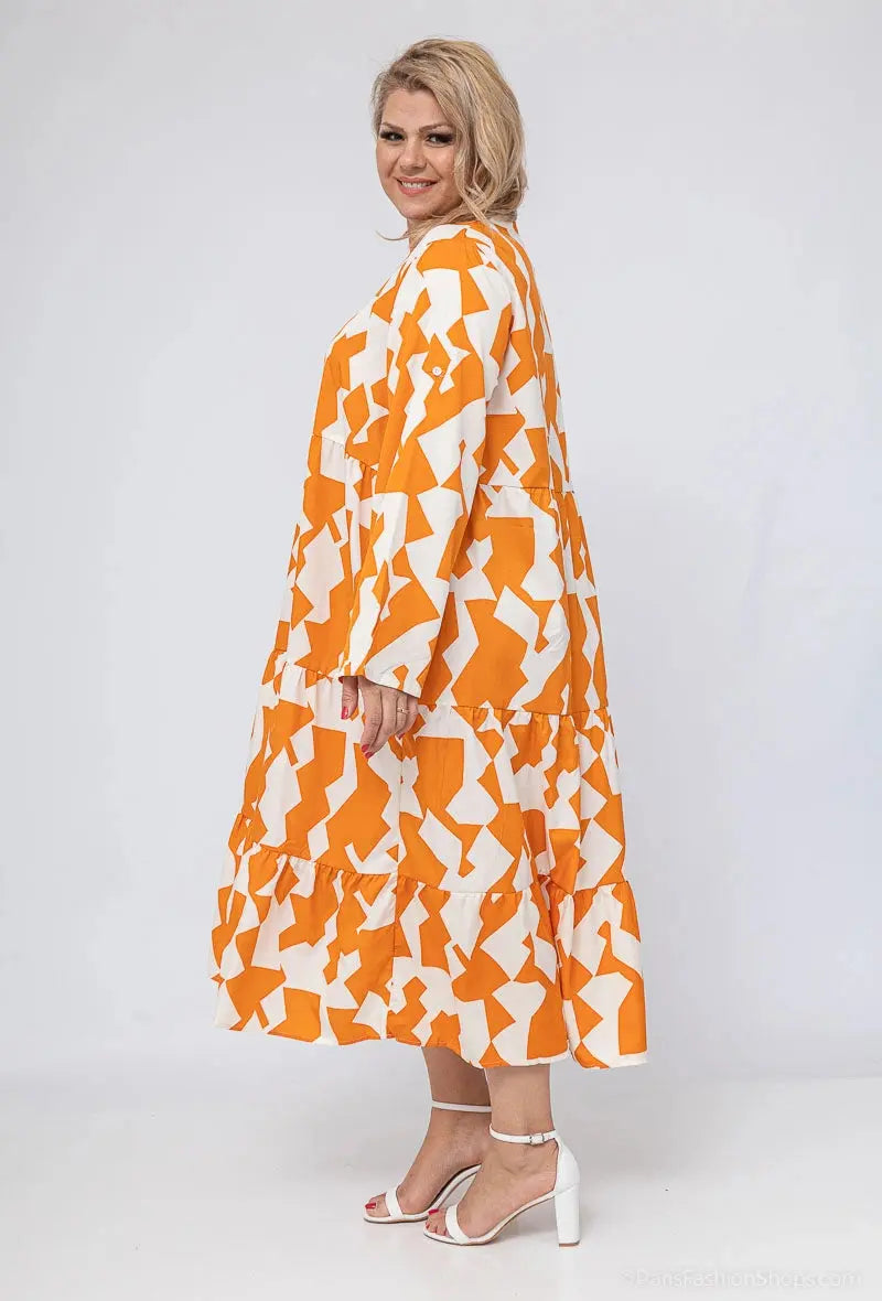 Robe longue imprimée orange world fashion