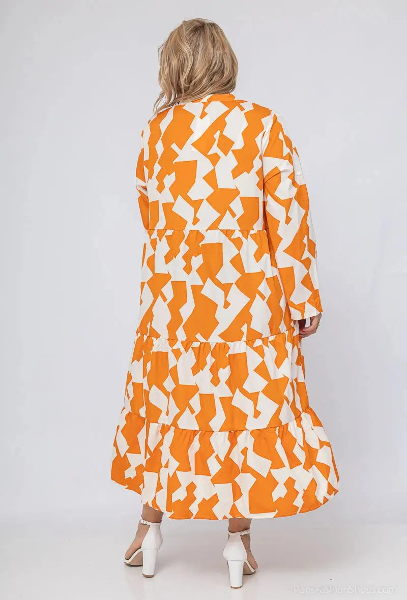 Robe longue imprimée orange world fashion