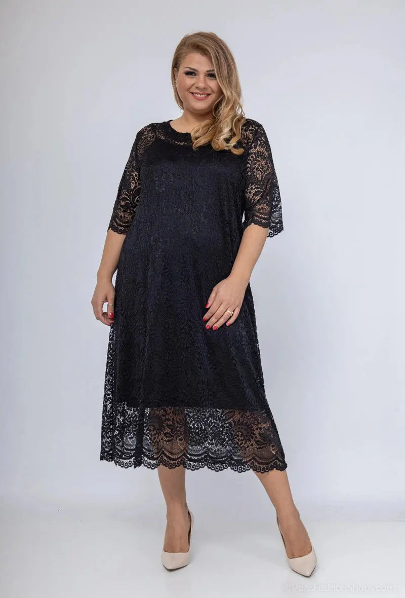 Robe noire en dentelle à 1/2 2W Paris