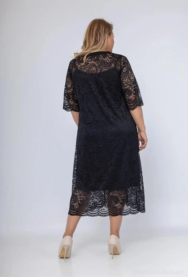 Robe noire en dentelle à 1/2 2W Paris