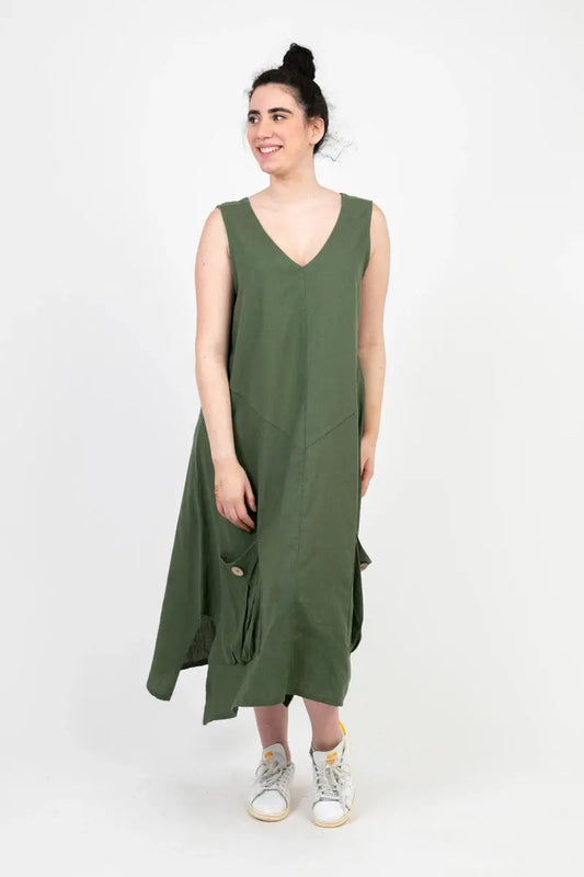 Robe trapèze kaki Pomme Rouge