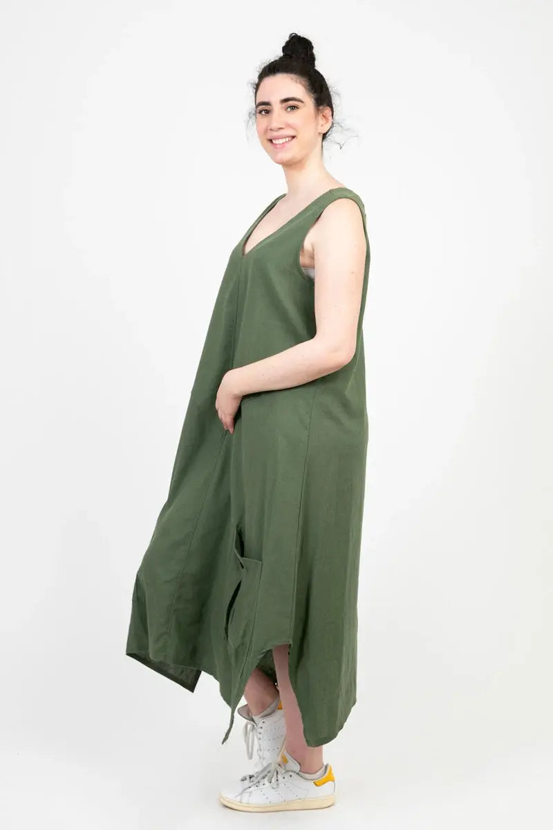 Robe trapèze kaki Pomme Rouge