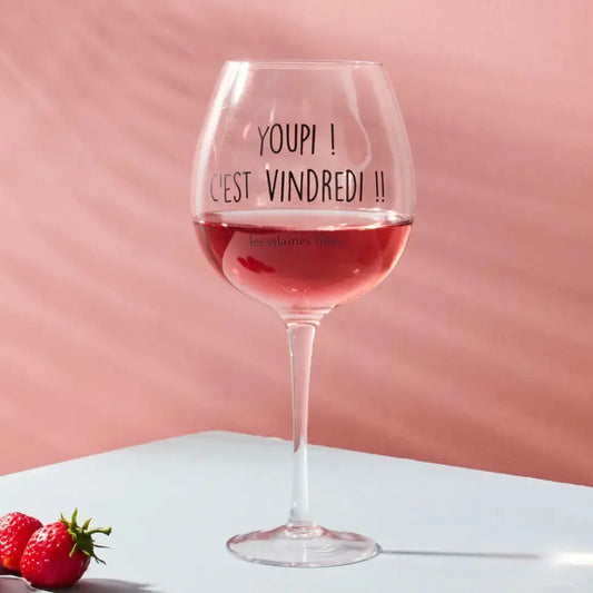 Verre à vin XL Youpi c'est Vindredi 75cl Les Vilaines Filles