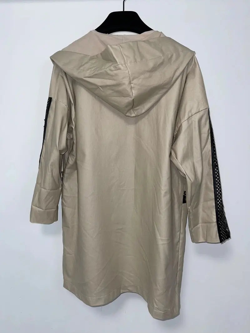 Veste à capuche similicuir beige Pomme Rouge