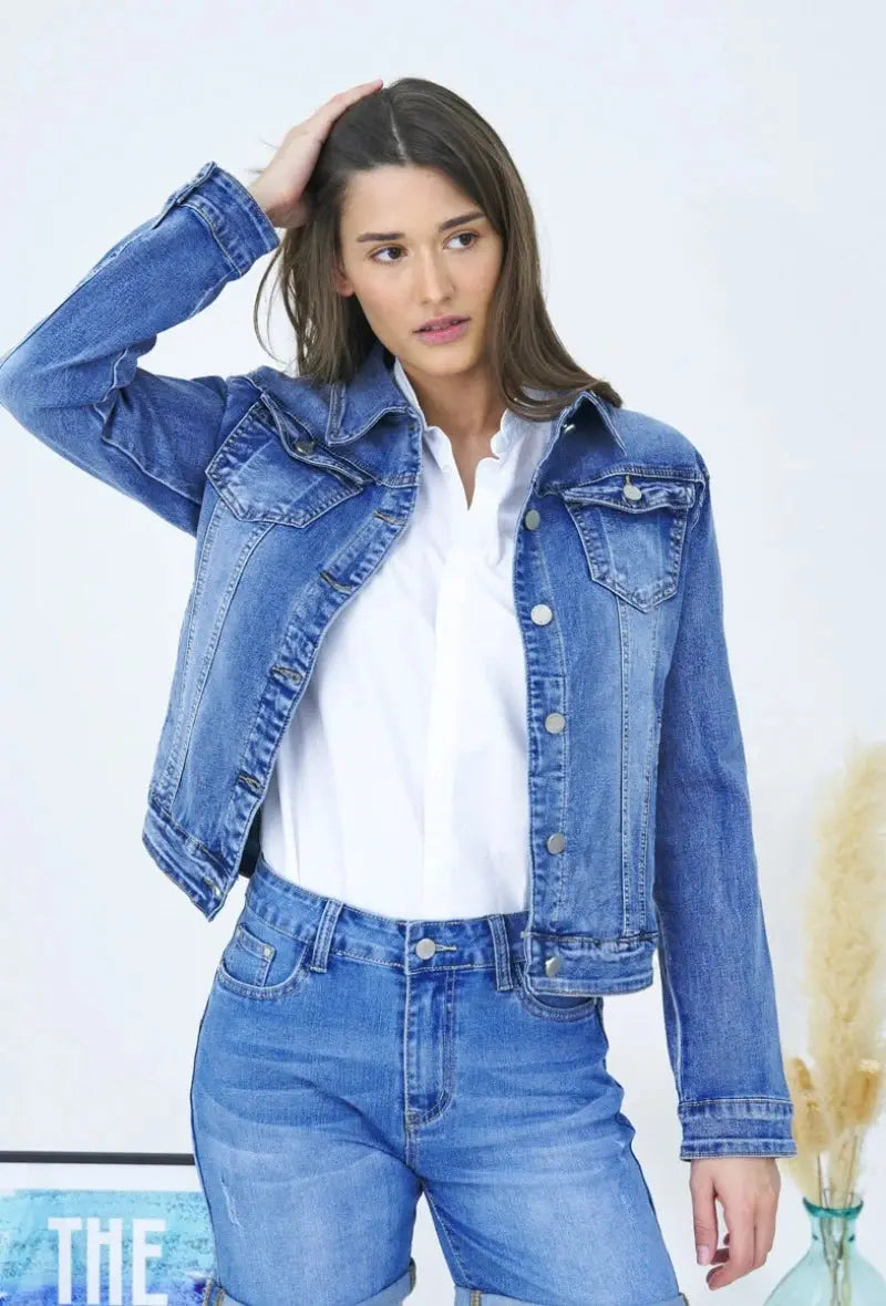 Veste en jeans délavé (grande taille ) ANA & LUCY