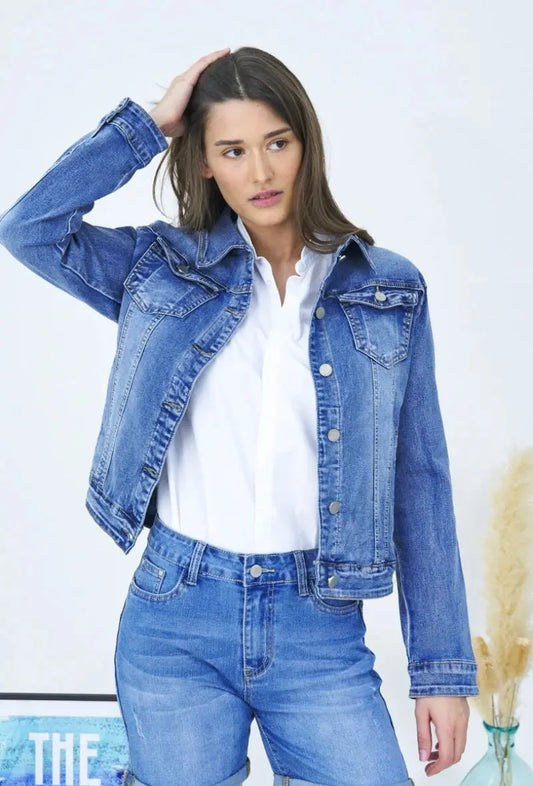Veste en jeans délavé (grande taille ) ANA & LUCY