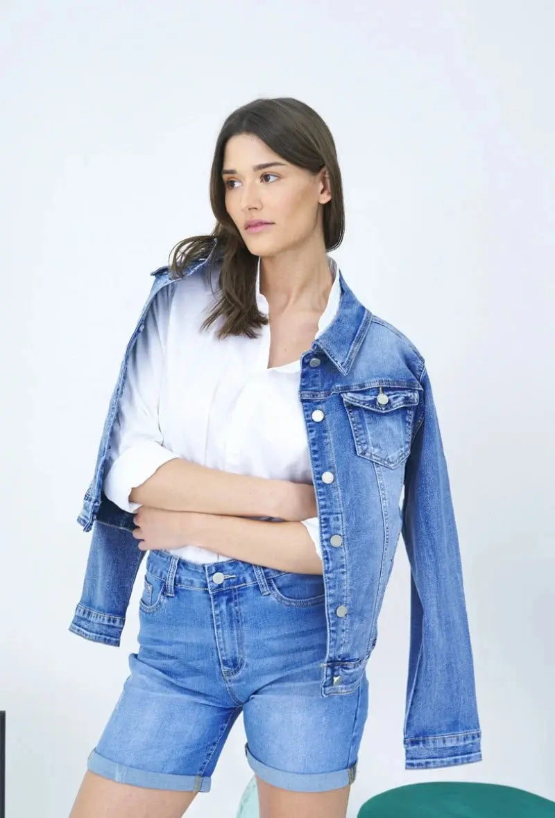 Veste en jeans délavé (grande taille ) ANA & LUCY
