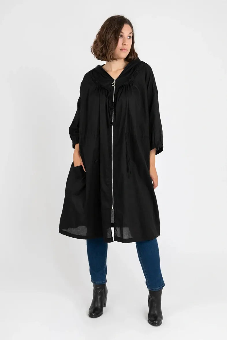 Veste fine en coton grande taille noir Pomme Rouge