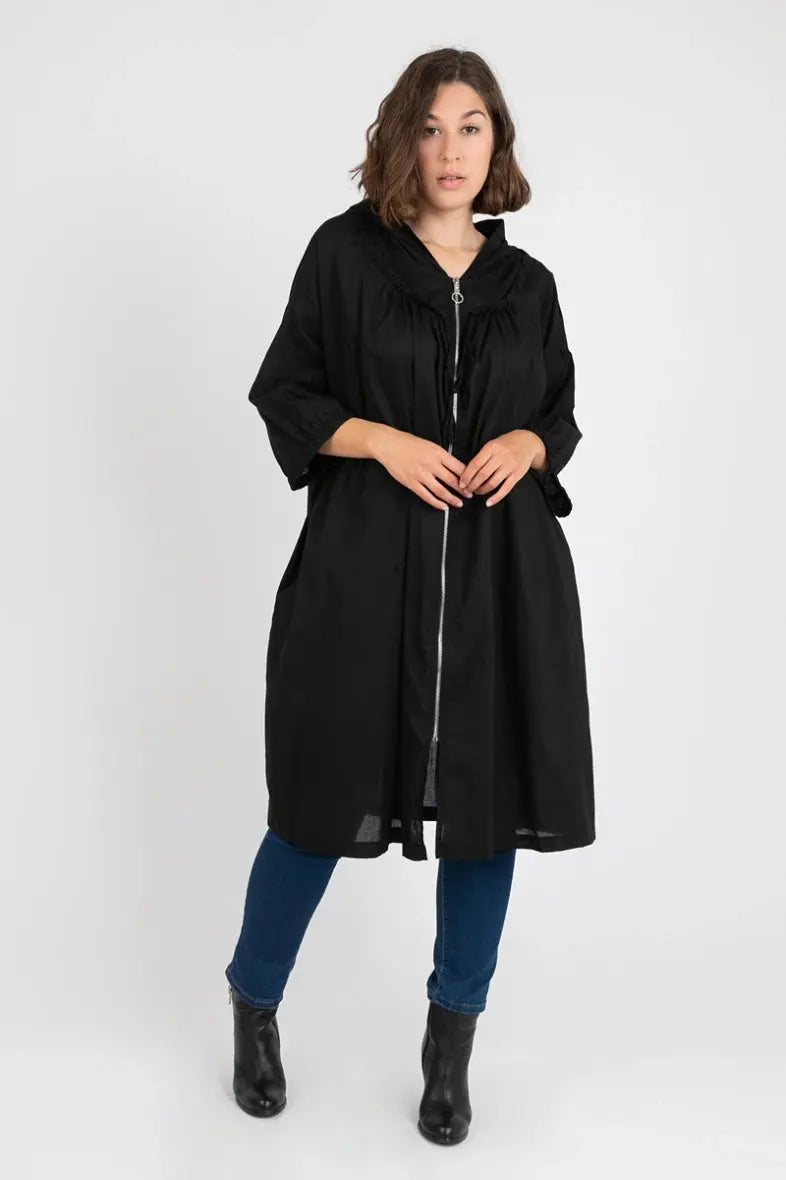 Veste fine en coton grande taille noir Pomme Rouge