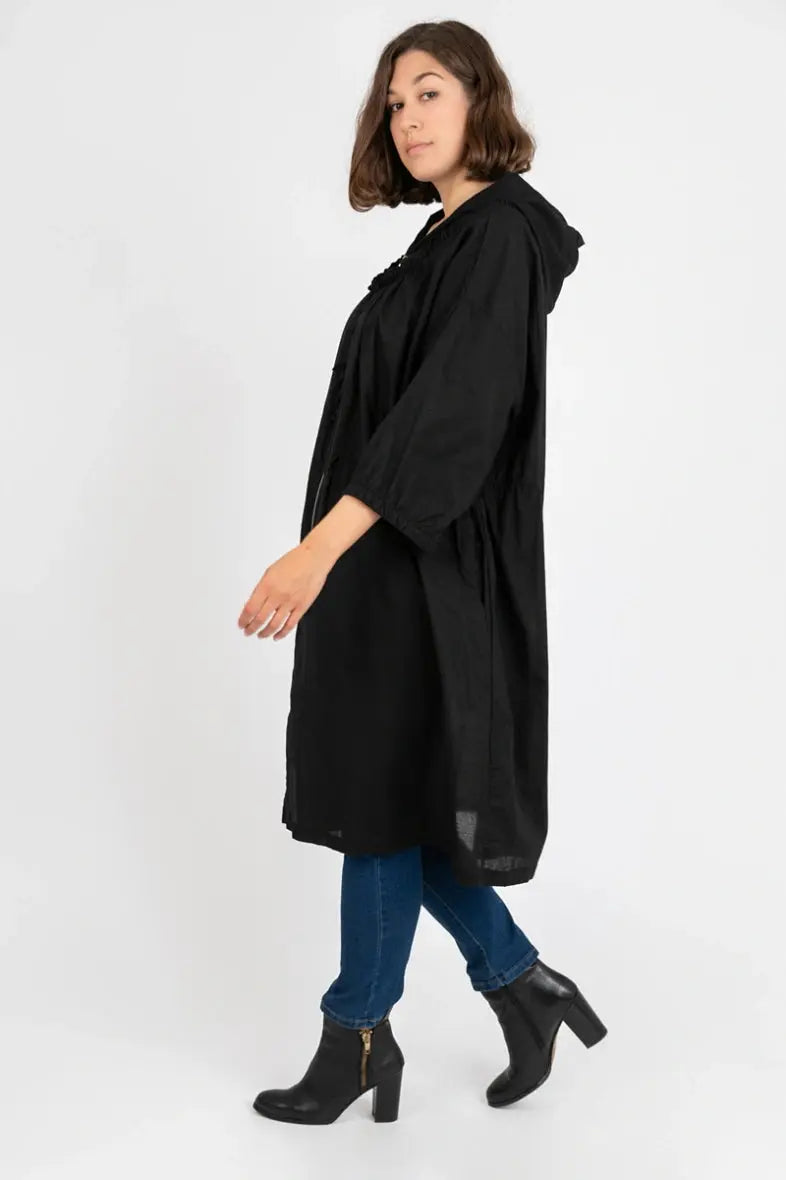Veste fine en coton grande taille noir Pomme Rouge