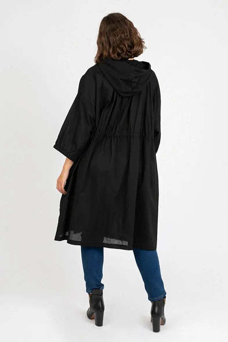 Veste fine en coton grande taille noir Pomme Rouge