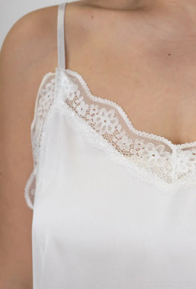 débardeur à fines brides en dentelle à satin 2W Paris
